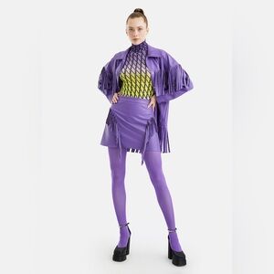 Nocturne Faux Suede Purple Fringe Skirt